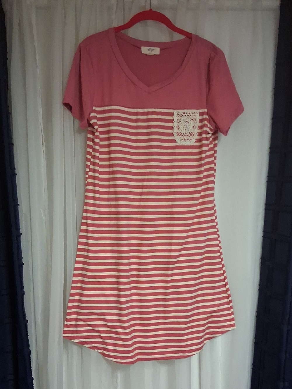 Exist Dusty Rose Striped V-Neck Knit Dress